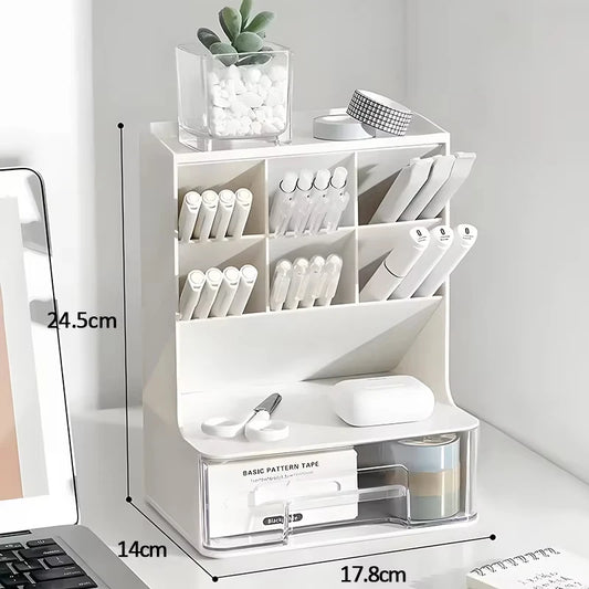 New Minimalist Student Stationery Pen Holder Multifunctional Storage Drawer Organizer Office Desk Cosmetics Storage Box