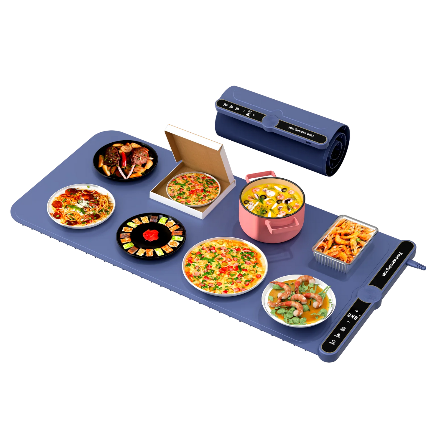 Extra Large Size Food Warmer for 8 Dishes Foldable Silicone Pan Pizza Warming Tray Temperature Control Dish Warming Plate