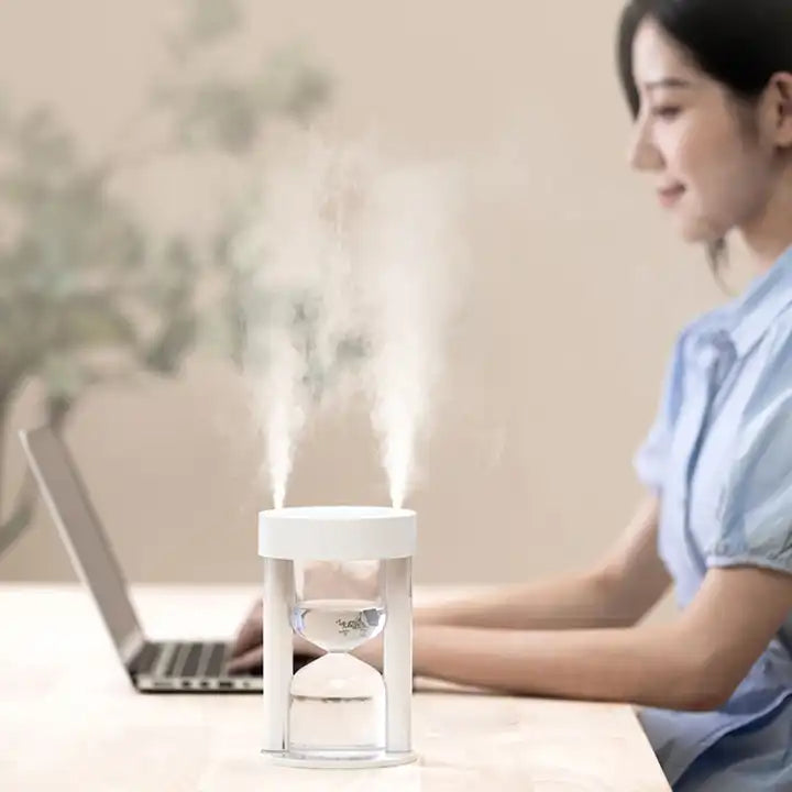 New Product USB Colorful Humidifier, 2000mAh Mist Portable Desktop Hourglass Double Spray Humidifier For Bedroom