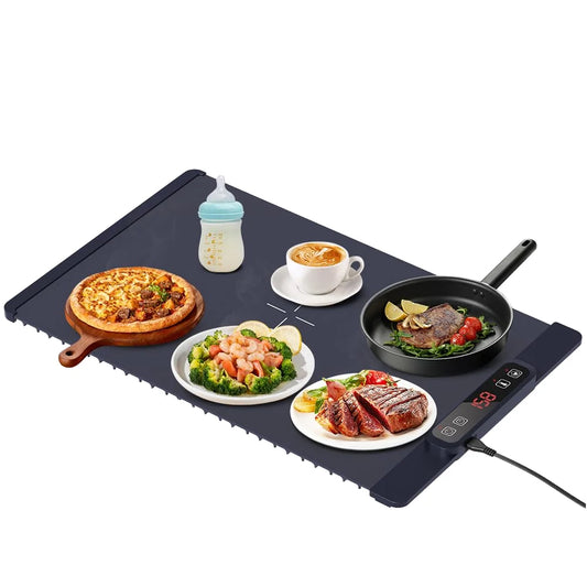 Portable Electric Food Warmer Tray Foldable Hot Plate Eco-Friendly Silicone Placemat Adjustable Temperature for Fast Outdoor