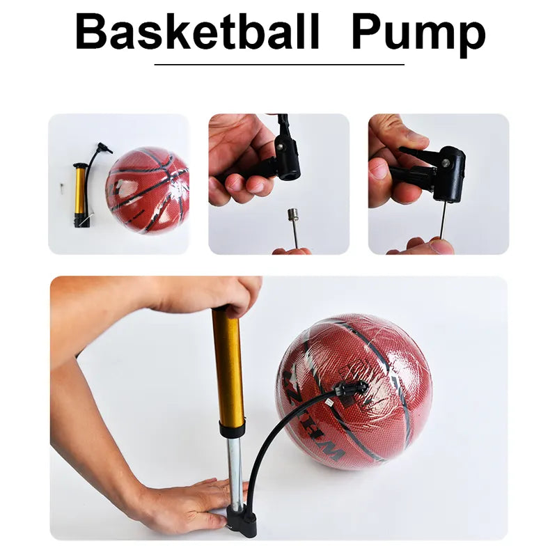 Steel Tube Rubber Basketball Soccer Ball Hand Air Pump Portable Mini Ball Pump