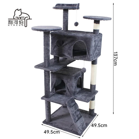 54in Cat Tree Tower Condo Furniture Cat Scratcher Post for Kittens Pet House Play Cat Trees and Scratcher