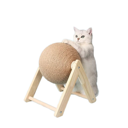 Cat Scratching Ball Wood Stand Pet Furniture Sisal Rope Ball Toy Kitten Climbing Scratcher Grinding Paws Scraper Toys for Cats