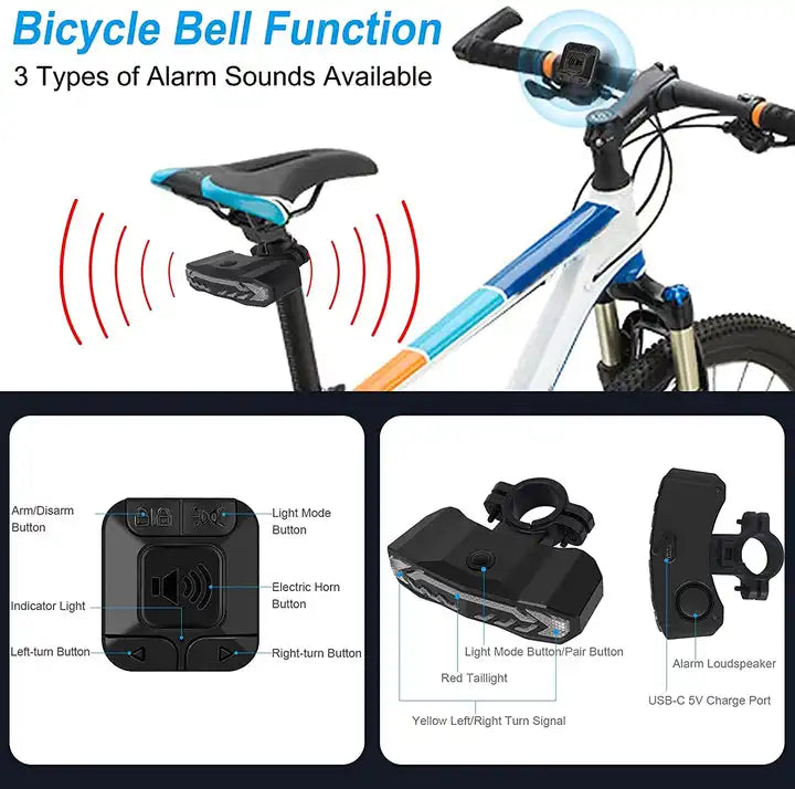 Sensor Brake Bicycle Tail Light 2000mah USB Rechargeable Waterproof