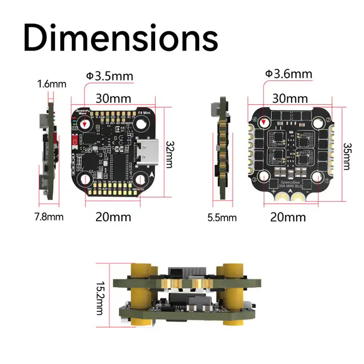 F405 Mini 20x20 FC Stack Flight Electronic Speed Controller