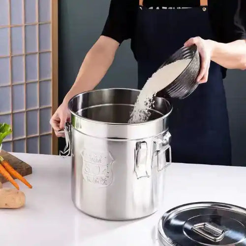 Home comerial Stainless Steel Bucket Hotel 304 Stainless Steel Sealed ring lid Rice storage Thickened Large Capacity