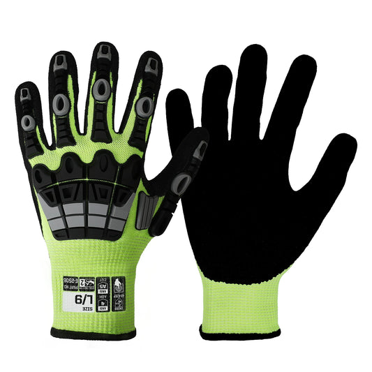 Heavy Duty Industrial Gloves Anti Impact A5 Cut Resistant Nitrile Sandy Coated Anti Abrasion Gloves Safety TPR Impact Gloves