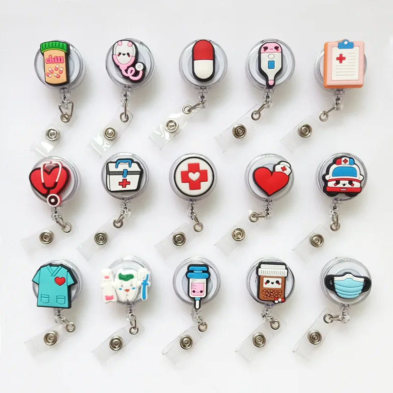 Customized Brooch Pin Nurse's Badge Buckle Cartoon Transparent Easy to Stretch Buckle Medical Badge Lanyard Card Sleeve Clip