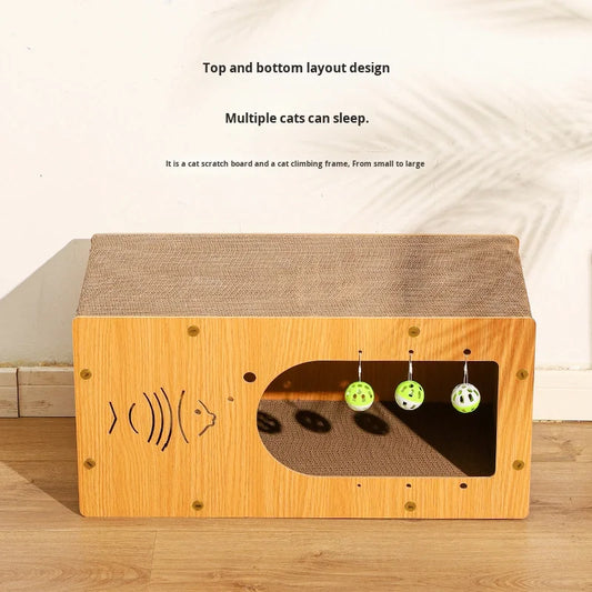 Durable Integrated Cat Tree Scratcher Non-Shedding Vertical Cat Climbing Frame Four Seasons Scratch-Resistant Cat Post