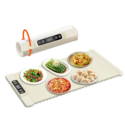 Electric Warming Tray with Adjustable Temperature Foldable Food Warmer Fast Heating Food Warmer Hot Plate Placemat Silicone