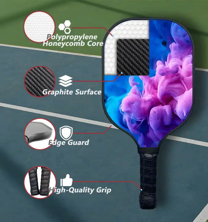 Racket Wholesale Lightweight Quite Textured Graphite Carbon Fiber Pickleball Paddle With Cover