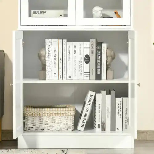 Wall white Wooden Book Shelf With Two Doors.