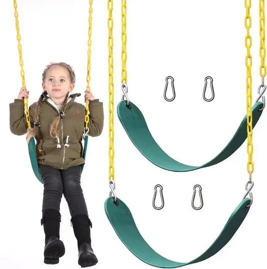 Children's Outdoor Patio Swing Set with Soft EVA Seat Belt & Plastic Swing Seat for Play with 1.5m Chain