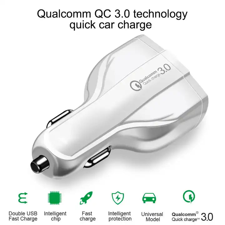 Dual USB Car Charger QC3.0 quick vehicle charger type-C