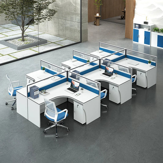 Office Furniture Modern Wooden L Shape Executive Workstation Staff Desk Table Workstation