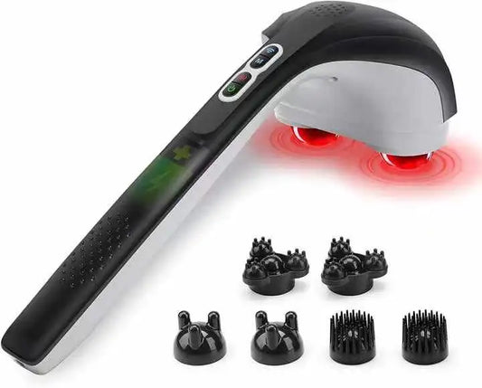 Cordless electric Handheld Back Massager with Heat,Deep Tissue Percussion Massager,Rechargeable Hand Held Massager