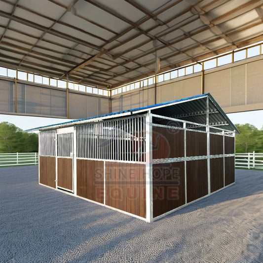 Free-standing Farm Equipment Covered Stalls Easy-to-assemble Portable Horse Shelter
