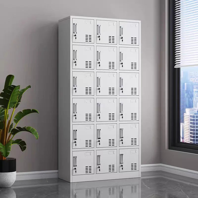 18 Door Metal Storage Cabinet Changing Room Steel Locker File Cabinet Office Furniture Workshop Wardrobe With Hanging Rod
