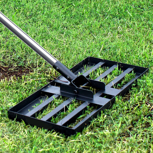 17*10 Inch Durable Metal Stainless Steel Backyard Lawn Soil Dirt Ground Adjustable Landscape Tool for Golf Course Leveling Rake