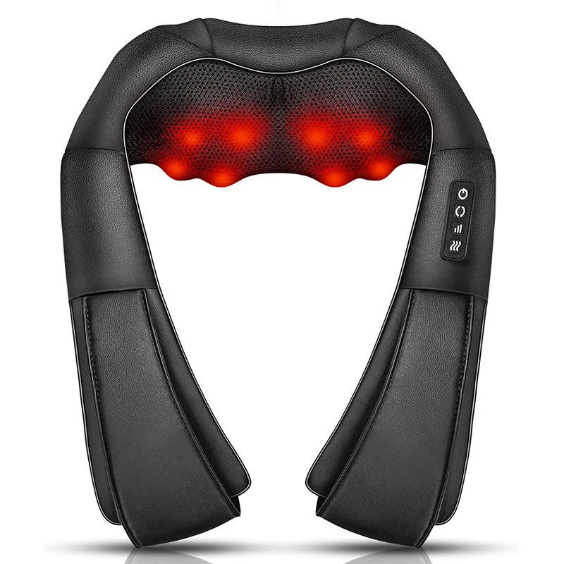2025 Home Use Electric Custom Neck & Shoulder Massager with Heat 3-Speed PU Massage Cape for Back, Legs,Waist & Feet Relaxation