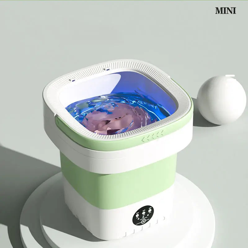 2024 New Arrive Wig Mini Portable Washing Machine Hotel Camping Folding Mini Washing Machine