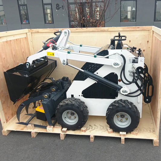 FREE SHIPPING China Track Wheel CE/EPA/EURO 5 Mini Skid Steer Loader With Bucket Trencher Rotary Plow