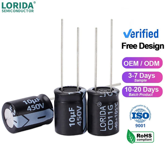 LORIDA low price electronic component 450V 100UF 5000hour power audio dc High Voltage dip aluminum electrolytic capacitors