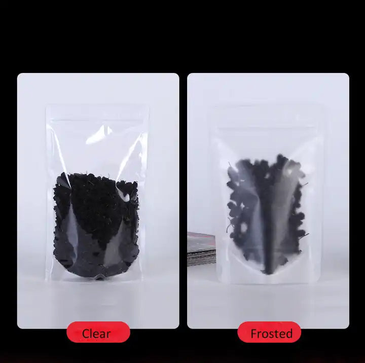 Snack food packaging pouches 100g 200g transparent plastic ziplock stand up bags