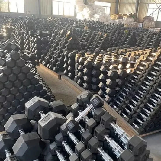 Wholesale Custom logo Hex Dumbbell Set Gym Equipment & Weightlifting Fitness Training Rubber Dumbbells