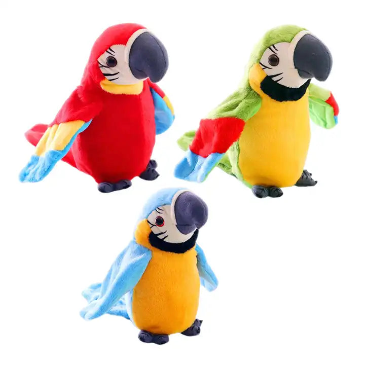 Repeat Stuffed Animal Plush Toy Macaw Funny Learning Electronic Record Animated Bird Shake Wing Talking Parrot Baby Toy