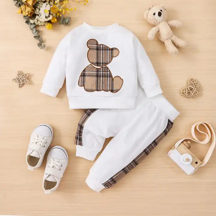 Round Neck Long Sleeve Two-piece baby clothing sets boy 6-12 months For Kids