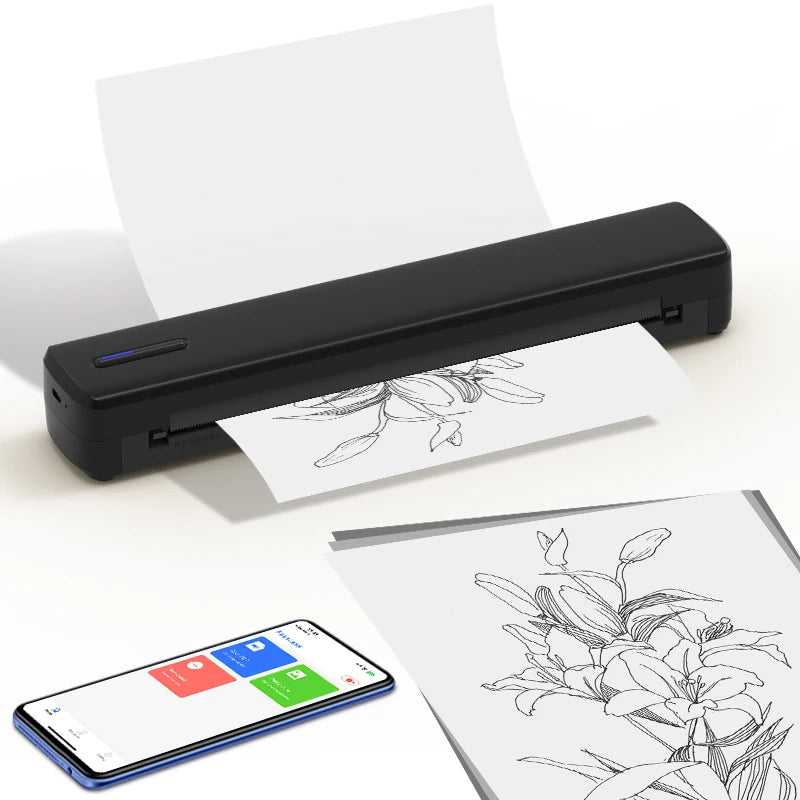 Portable A4 Mini Portable Thermal Printer Wireless Handheld Inkless Document and Photo Printer for Business Trip