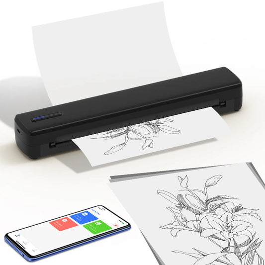 Portable A4 Mini Portable Thermal Printer Wireless Handheld Inkless Document and Photo Printer for Business Trip