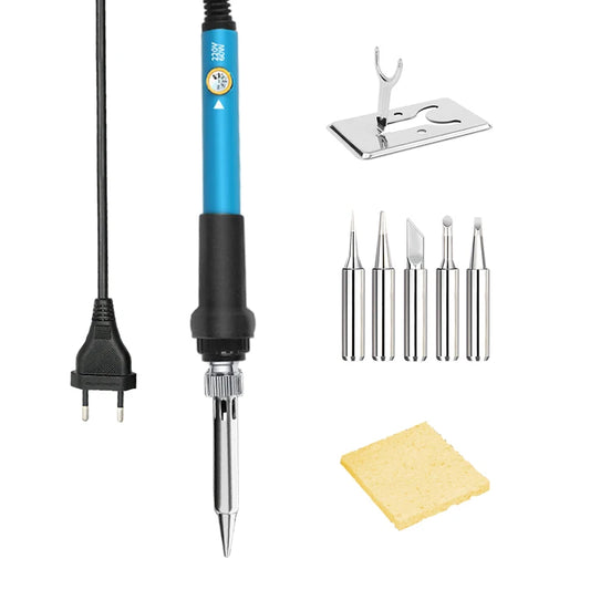 European Standard 60w Adjustable Temperature Soldering Iron Set 8 Electronic Welding Rework Station Repair Soldering Iron Tools