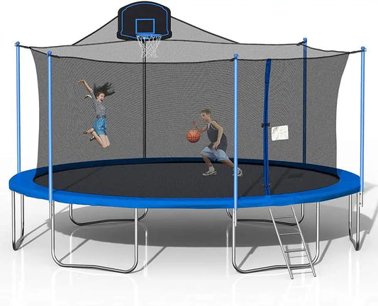 IUNNDS 12ft Gymnastic Outdoor Trampoline With Net,Garden Park Children Adult Fitness Exercise Trampoline