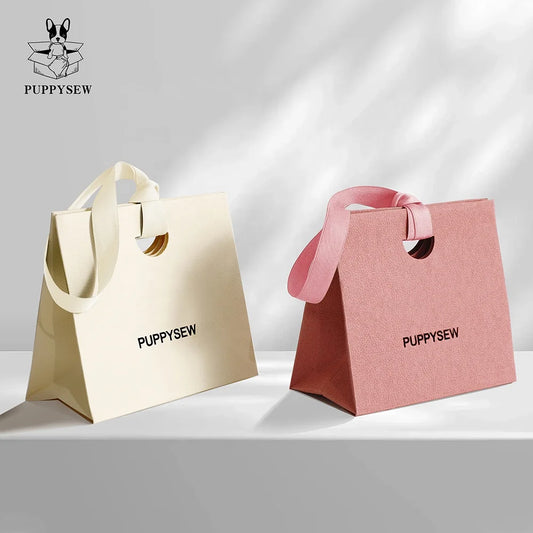 PUPPYSEW Custom logo Jewelry Paper Bag Handmade Shopping Bag Handmade Jewelry Gift Packaging Paper Bag