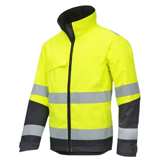 LX OME Security Man Jacket Softshell High Quality Hi Vis Yellow Unisex Safety Jacket Zipper Front Winter Autumn No Lining