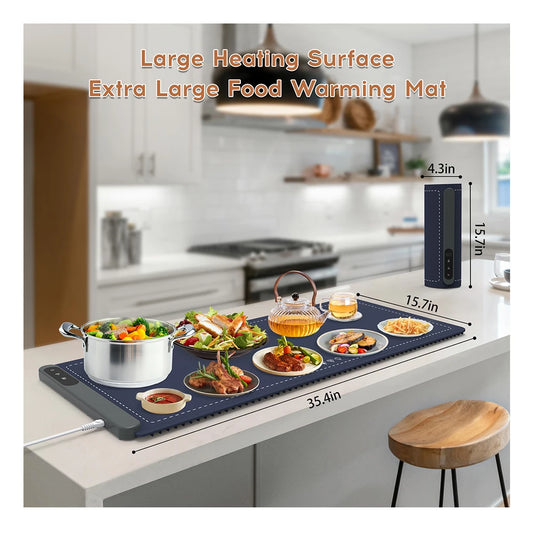 CF Extra Large Size Food Warmer for 10 Dishes Foldable Silicone Pan Pizza Warming Tray Temperature Control Dish Warming Plate
