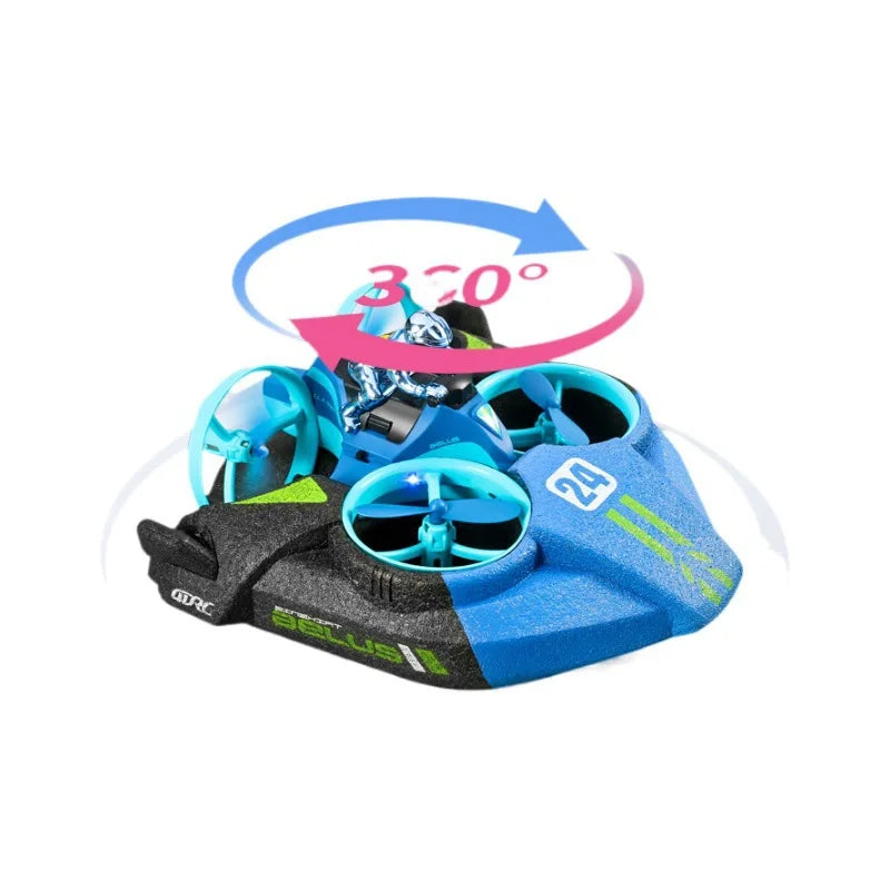 Three-in-One Drone Helicopter Stunt Flying Car Cross-Mirror Remote Control Sea Land Air Toys Four-Axis RC Toys for Children
