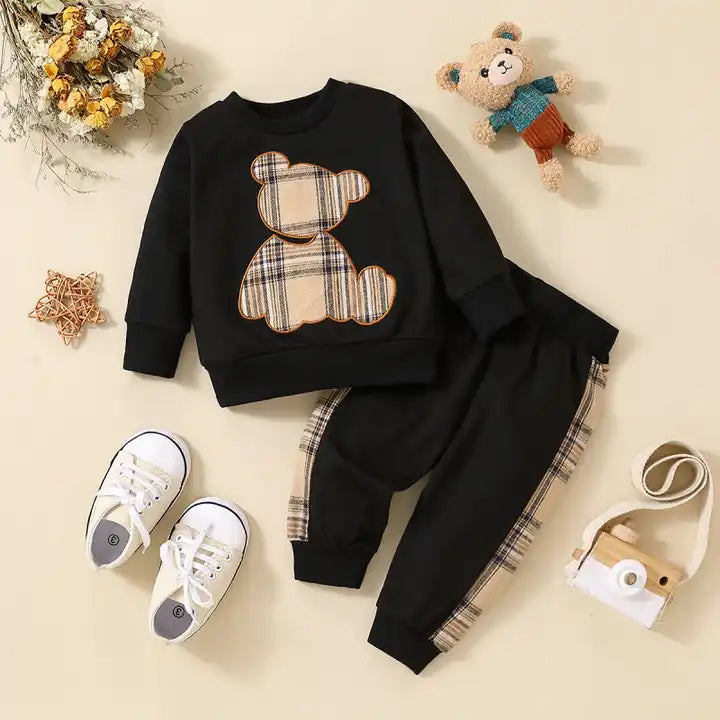 Round Neck Long Sleeve Two-piece baby clothing sets boy 6-12 months For Kids