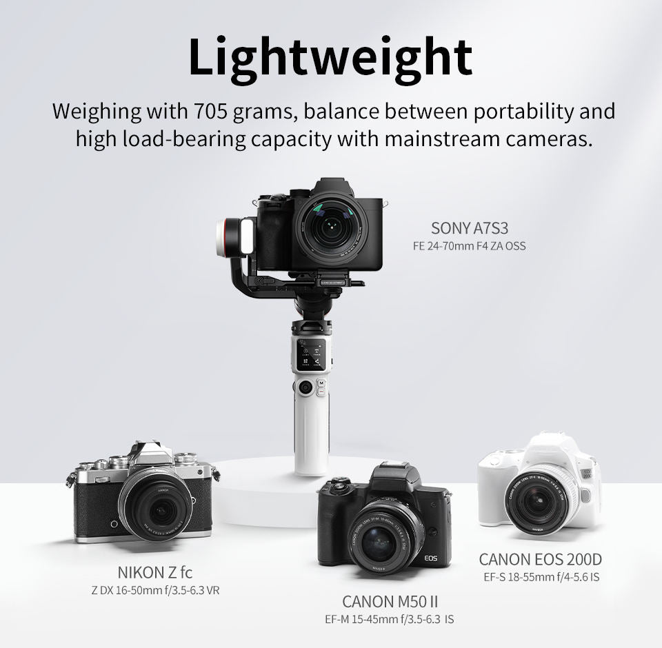 Zhiyun Crane M3S professional lightweight design 3 axis handheld smartphone mirrorless action camera gimbal stabilizer