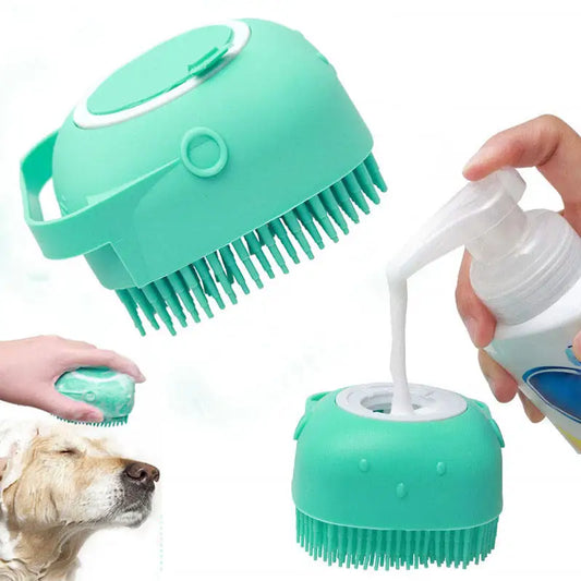 New Grooming Pet Shampoo Brush Silicone Dog Hair Brush Shedding Dog Bath Brush