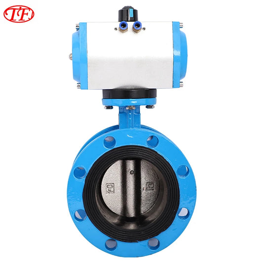 TF D641X Pneumatic Flanged Butterfly Valve Ductile Iron Double-Acting Air Actuator Control with EPDM/PTFE Rubber Seal for Water