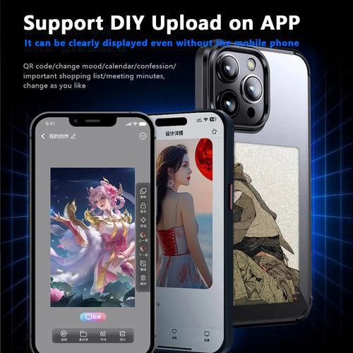 For iPhone 13 14 15 Pro Max NFC Enabled E Ink Screen DIY Wallpaper Cell Phone Case