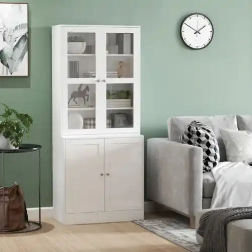 Wall white Wooden Book Shelf With Two Doors.