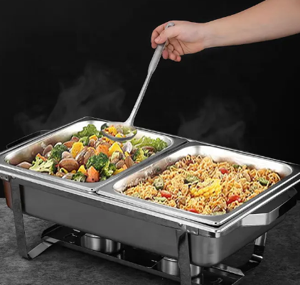 Stainless Steel Rectangular Lift Top Chafing Dish 9litres