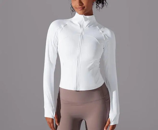 Women's High Quality Custom Logo Full Zipper Yoga Jacket Breathable Zip-up Fitness Running Jacket With Pockets Bulk Wear