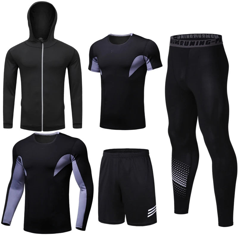 Wholesale Tight Gym Sportswear Polyester Fitness Wear Black Spandex Men Fitness Clothing Sport Workout Breathable Training Wear