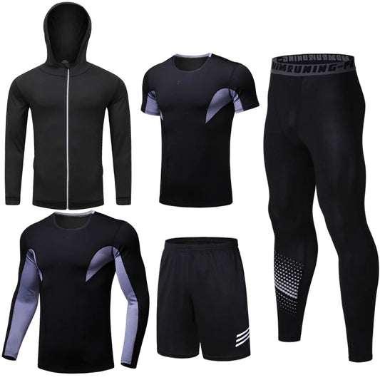 Wholesale Tight Gym Sportswear Polyester Fitness Wear Black Spandex Men Fitness Clothing Sport Workout Breathable Training Wear