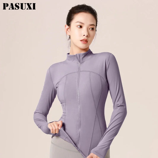 PASUXI Hot Selling Long Sleeve Plus Size Sports Yoga Tops Womens Running Coat Workout Wear Gym Fitness Sportswear Apparel